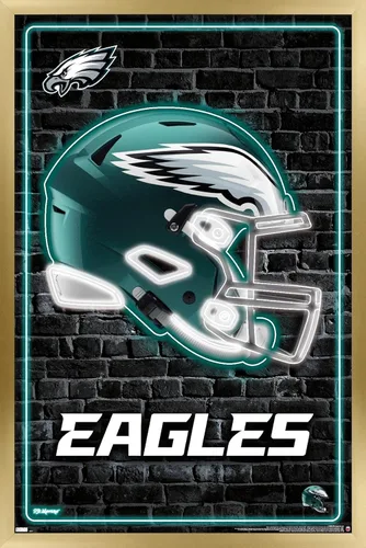 Vista 13 de NFL Philadelphia Eagles - Póster de pared con casco neón 23, 34 pulgadas de largo x 22.4 pulgadas de ancho, versión premium sin marco