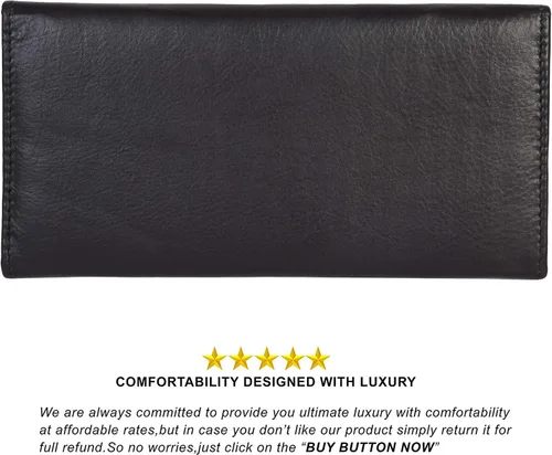 Vista 4 de Leatherboss - Cartera de cuero genuino para mujer, todo en uno, tarjetero de débito, Negro -, Cartera con tarjetero