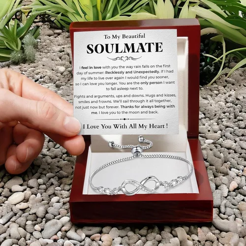 Vista 3 de Pulsera Para Mi Alma Gemela, pulsera de alma gemela para mujeres, regalo de joyería de alma gemela de novio, marido, amigo con tarjeta de mensaje