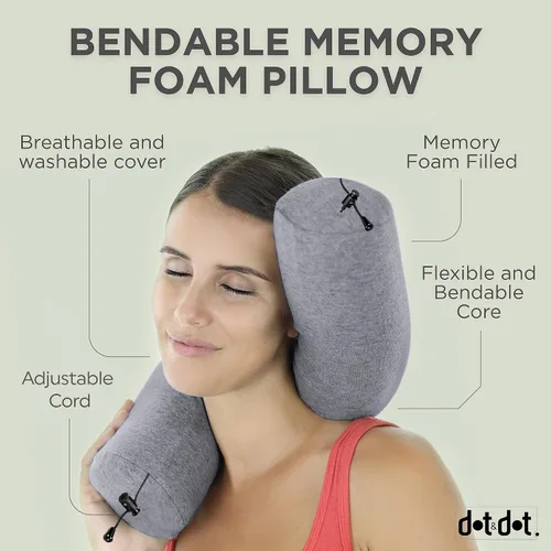 Vista 2 de Dot&Dot Almohada de viaje de espuma viscoelástica para aviones - Almohada de viaje para dormir - Almohada de avión para soporte de cuello, barbilla