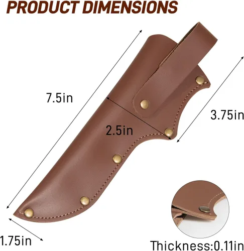 Vista 2 de Funda de cuero marrón, funda de cuchillo para cuchillo Mora, funda gruesa