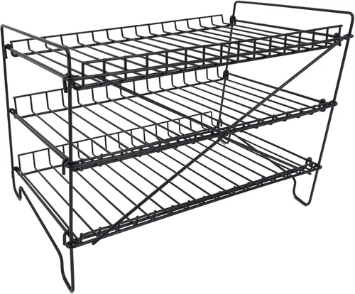 Vista 2 de FixtureDisplays® Estante de alambre de 3 niveles, organizador de latas, dispensador de tarros para armario de cocina, encimera, despensa, 16