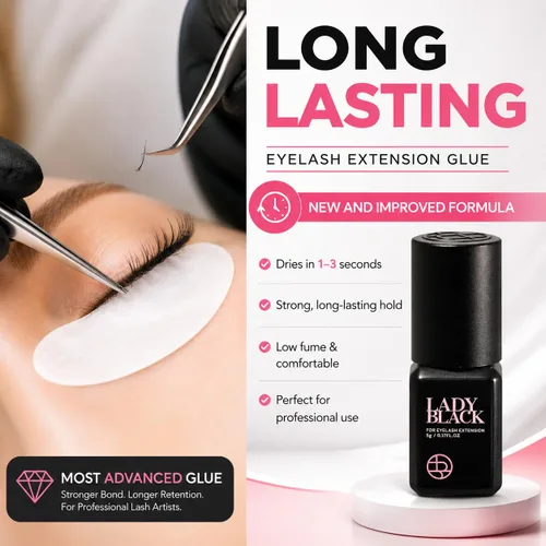 Vista 4 de Extensiones adhesivas de pestañas con pegamento negro Sky Lady 0.2 fl oz