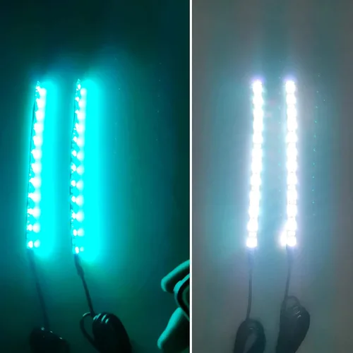 Vista 3 de 2 tiras de luz LED de 9 LED para motocicleta, luces RGB multicolor con efecto de tierra de neón para motocicletas, kits de luces LED