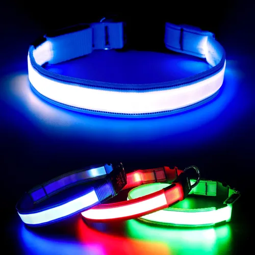 Vista 9 de Collares de perro con luz Visinite para perros pequeños, collar de perro LED recargable, collar de perro iluminado totalmente ajustable, collares