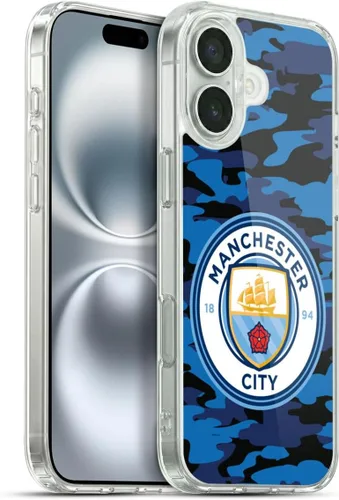 Vista 224 de Head Case Designs Funda de gel con licencia oficial del Manchester City Man City FC Blue Moon Badge Camou [protección de grado militar] compatible