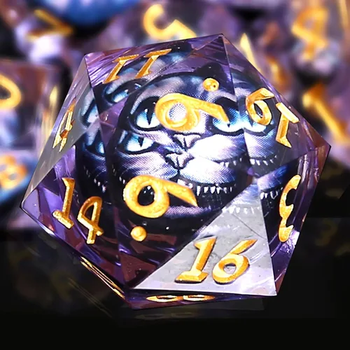 Vista 2 de Dados de borde afilado DND, juego de dados de globo ocular DND, dados de ojo de dragón de núcleo líquido para juegos de mesa