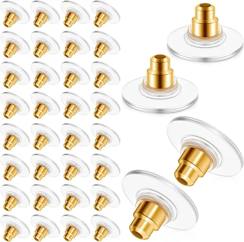 Vista 11 de 200 piezas de aretes para orejas caídas, repuesto para parte trasera de aretes para embrague de bala pesada (transparente)