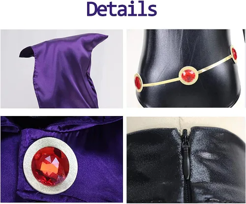 Vista 4 de MZXDY Raven - Disfraz de cosplay de lujo, traje de cinturón de capa, uniforme de Halloween para mujer