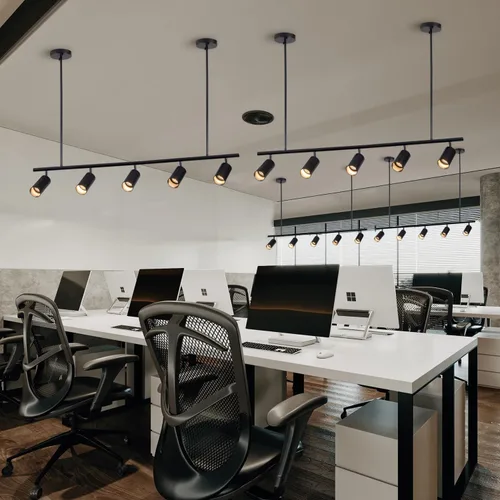 Vista 9 de Kit de iluminación LED de 5 luces, luz de pista negra, cabezal de luz flexible giratorio, iluminación moderna para cocina, sala de estar, comedor