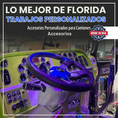 Vista 6 de Placa de luces de cúpula Peterbilt de la Florida (ámbar) Placa de luz de espejo Peterbilt con interruptores/interruptores Iluminación