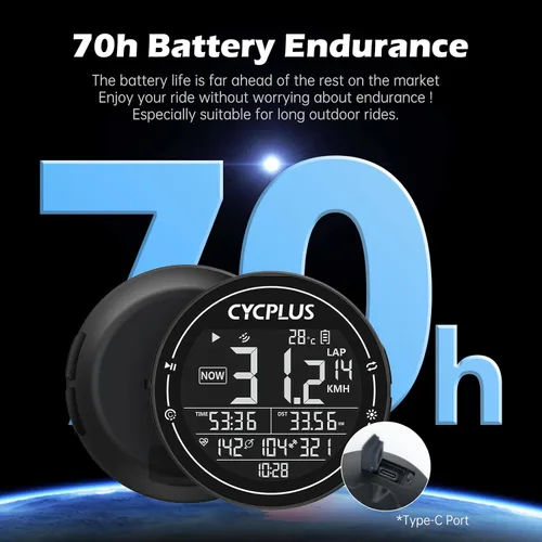 Vista 10 de CYCPLUS GPS Bike Computer, Wireless Cycling Computer, ANT+ Bluetooth Bicycle Speedometer Odometer IPX6 Waterproof, Rechargeable with 2.5″ Screen for