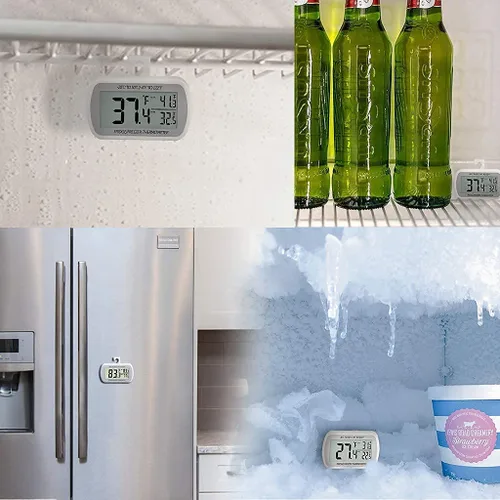 Vista 9 de AEVETE Termómetro digital impermeable para refrigerador, gran LCD, con parte trasera magnética, sin lujos, fácil de leer, 1 blanco y 1 negro