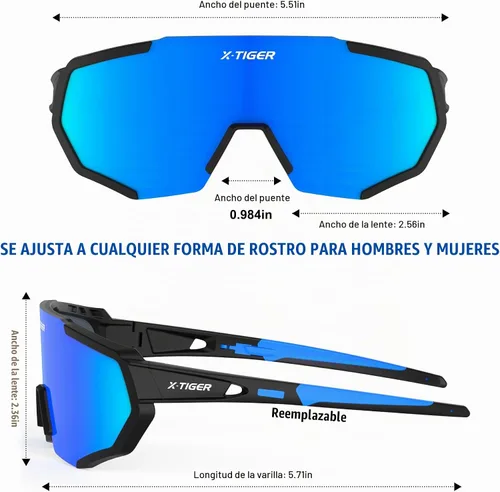Vista 7 de X-TIGER Polarized Sports Sunglasses with 5 Interchangeable Lenses