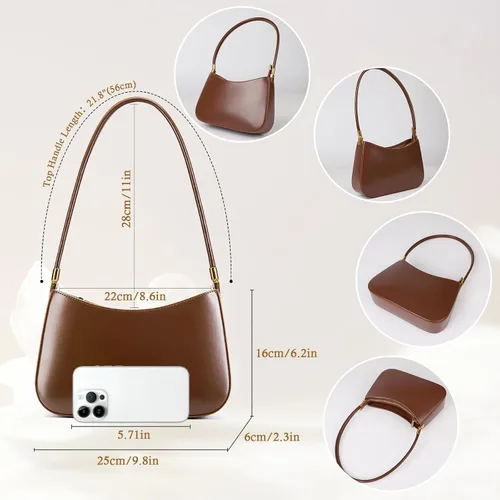 Vista 4 de Bolso de hombro para mujer, bolso pequeño de cuero genuino