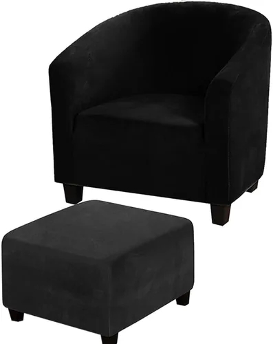 Vista 9 de XMNTG Fundas de terciopelo elástico para sillas de bañera, fundas para sillas de club, fundas redondas para sillas de barril, protector de muebles