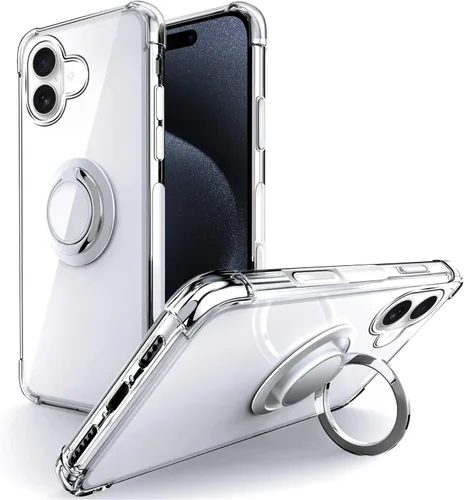 Vista 8 de Silverback Funda transparente diseñada para iPhone 15 con soporte de anillo, protección que absorbe los golpes, a prueba de golpes, funda