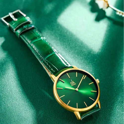 Vista 2 de Creative Simplicity Reloj de mujer de cuero genuino elegante Relojes de mujer Reloj de pulsera de negocios (negro)