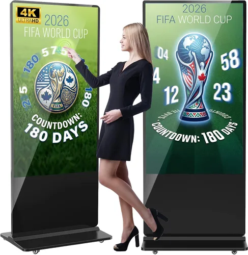 Vista 20 de Pantalla LCD IPS de 32 pulgadas para señalización digital interior, quioscos digitales de pie interactivos con WiFi, entrada HDMI/USB, reproductor