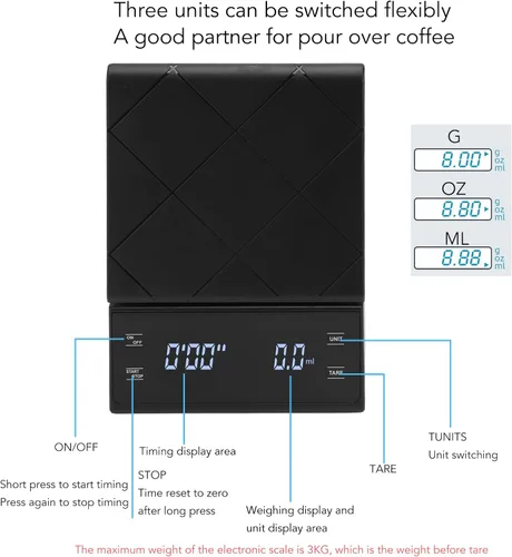 Vista 2 de Báscula digital de cocina, 105.82 oz/0.00 oz de alta precisión para alimentos, báscula digital de gramos y onzas para pérdida de peso, dieta