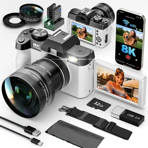 Vista 11 de G-Anica Kit de cámaras digitales 8K para fotografía con doble lente Negro