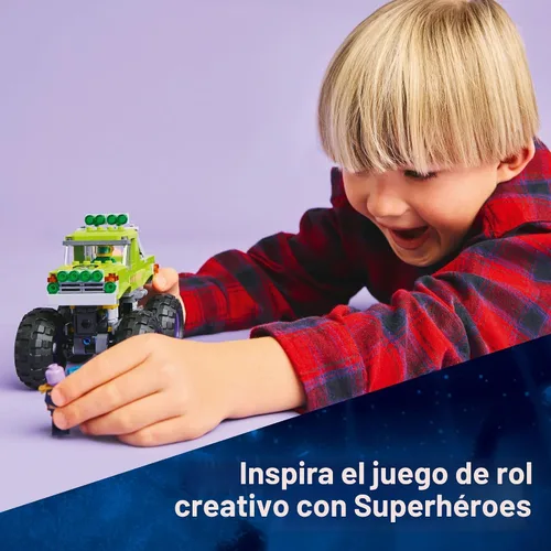 Vista 4 de LEGO Marvel The Hulk Truck vs. Thanos - Juguete de construcción de Monster Truck para niños a partir de 7 años, incluye minifiguras de juguete