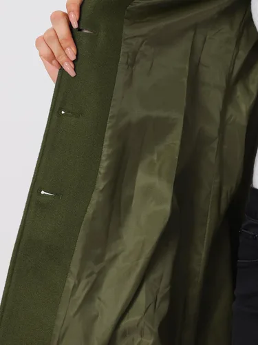 Vista 6 de Abrigo clásico de invierno con bolsillos de Allegra K para mujer; chaquetón de botonadura sencilla Verde militar