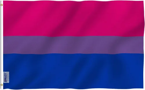 Vista 7 de Anley Paquete de 2 banderas Fly Breeze de 3 x 5 pies, color vivo y a prueba de decoloración, cabecera de lona y doble costura, banderas bisexuales