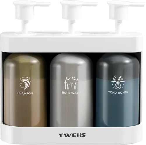 Vista 10 de Dispensador de champú y acondicionador, dispensador de jabón de ducha, 2 cámaras, sin taladro, dispensador de champú para ducha montado en la pared