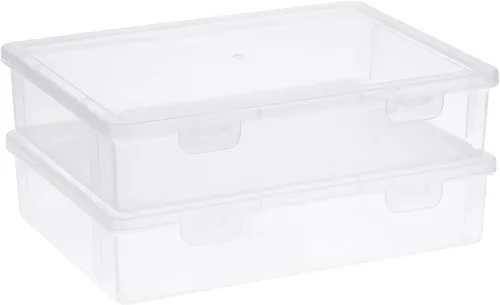 Vista 9 de BTSKY Caja de almacenamiento de plástico transparente con tapa de solapa, organizadores multiusos para manualidades y caja de almacenamiento