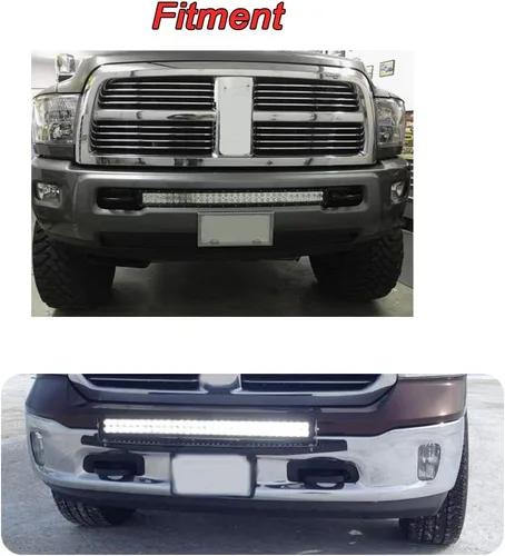 Vista 5 de Compatible con Dodge Ram 2500 3500 2003-2020 Soportes de montaje de rejilla de parachoques ocultos para barra de luz LED recta de 22'' 32'' 42