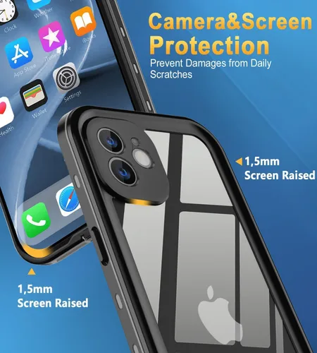 Vista 3 de Funda impermeable diseñada para iPhone 12, cuerpo completo, a prueba de polvo, a prueba de golpes, protector de pantalla integrado