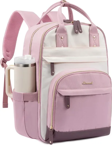 Vista 14 de LOVEVOOK Mochila para mujer, mochila para laptop de 15.6 pulgadas, mochilas escolares, bolsa antirrobo, bolsa antirrobo impermeable, para beige