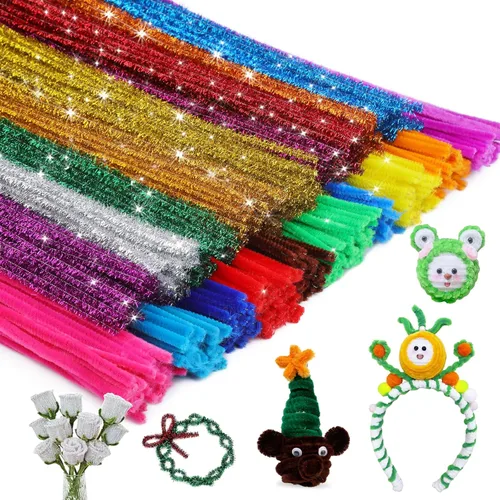 Vista 9 de 150 piezas de limpiapipas de chenilla marrón oscuro, limpiapipas peludos, bricolaje para manualidades creativas hechas a mano, proyectos de arte