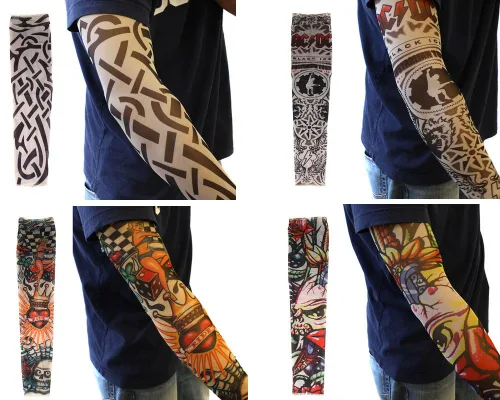 Vista 6 de Paquete de 20 piezas de mangas de tatuaje temporales falsas de Monster Art Body Art Accesorios - Designs Tribal, Dragon, Skull, etc.