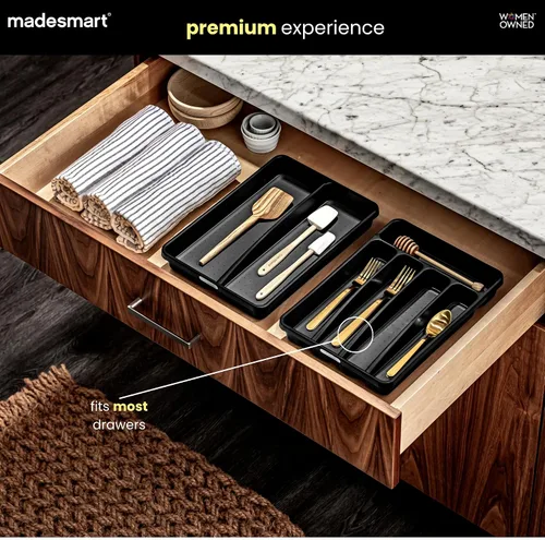 Vista 2 de madesmart Bandeja pequeña para cubiertos, organizador compacto de cubiertos de 5 compartimentos para tenedores, cuchillos y cucharas