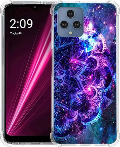 Vista 17 de Revvl 6 5G - Funda protectora de poliuretano termoplástico resistente a los arañazos y a prueba de golpes con diseño de mandala de pavo real