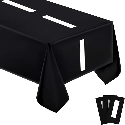 Vista 7 de Mantel de plástico con estampado de leopardo, 52 x 108 pulgadas, color negro y rojo, para fiesta de cumpleaños, mesa de pasteles, mesa de postres