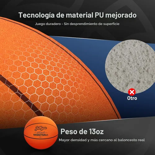Vista 6 de Silent Basketball Size 7 (29.5''), Airless Indoor Basketball Naranja
