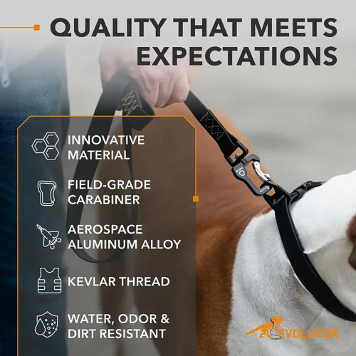 Vista 3 de COLLAR Evolutor - Correa para perro extra resistente de 4 pies, duradera para perros grandes, medianos y pequeños, fuerte para razas grandes, Negro