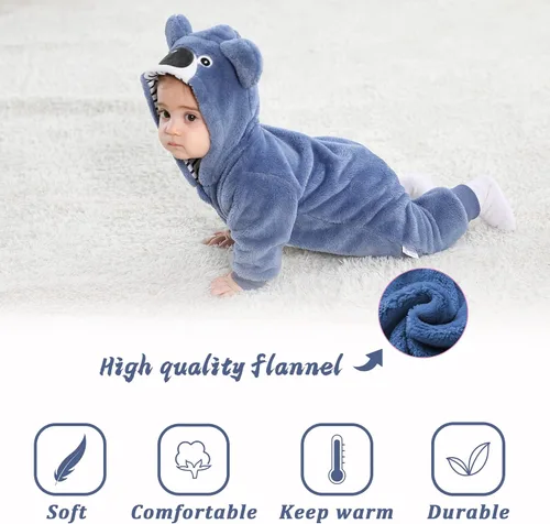 Vista 4 de TONWHAR Disfraz de Halloween para bebés y niños pequeños, traje de nieve para niños (3.5-4.5 añosaltura 41-46 pulgadas, koala azul)