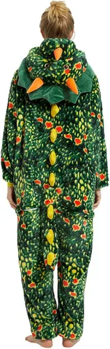 Vista 4 de Funnyparty Triceratops - Pijama de Halloween con diseño de animal disfraz de animal para adultos de una pieza unisex