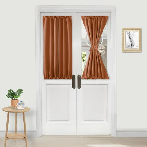 Vista 180 de DWCN Cortinas para Puertas Francesas – Cortinas opacas térmicas con bolsillo para barra para puertas con ventana de cristal, puertas de cocina