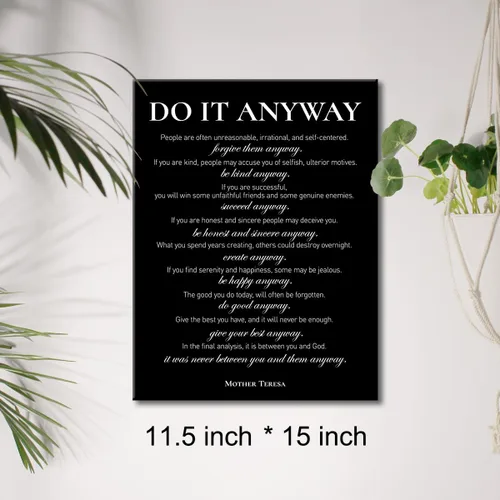 Vista 2 de Lienzo inspirador para pared, con cita motivacional Do It Anyway, lienzo positivo, pintura en lienzo para oficina, hogar, decoración de pared