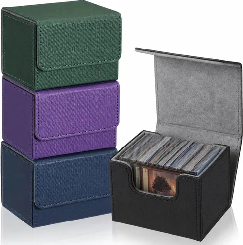 Vista 8 de Yookeer 4 Piezas Cajas de Cartas de Cubierta de Cuero Caja de Juego de Cartas para Caja de Cartas Coleccionables Compatible con MTG Commander