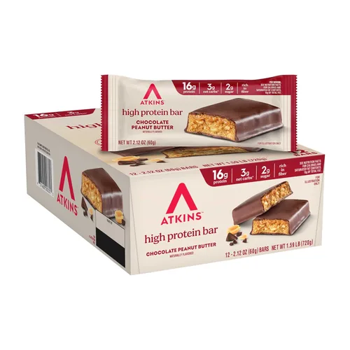 Vista 10 de Atkins Barrita de yogur griego de arándanos y fresas con alto contenido de proteínas, alta fibra, apta para dieta cetogénica, 12
