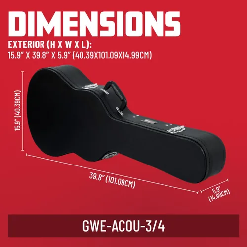 Vista 5 de Gator Casos de carcasa de carcasa dura para guitarras acústicas de 3/4 de tamaño (GWE-ACOU-3/4)