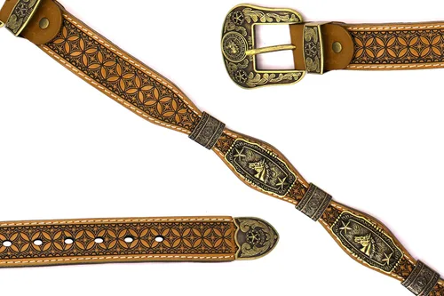 Vista 5 de West Star Concho Rodeo Cowboy - Cinturón de piel auténtica