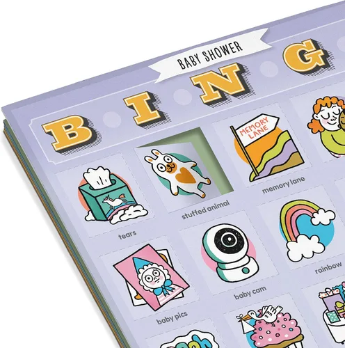 Vista 4 de Knock Knock Bingo de baby shower, 12 tarjetas reutilizables para jugar en baby showers