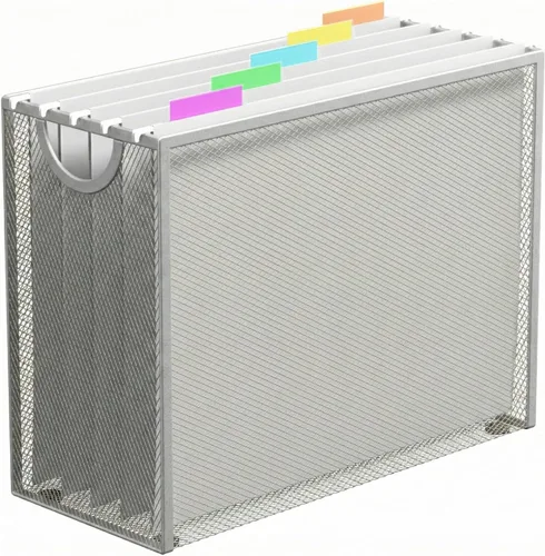 Vista 10 de Organizador de Archivos Colgantes, Portaarchivos Tamaño Carta Caja de Archivo con 5 Carpetas Colgantes, Almacenamiento de Carpetas de Archivos